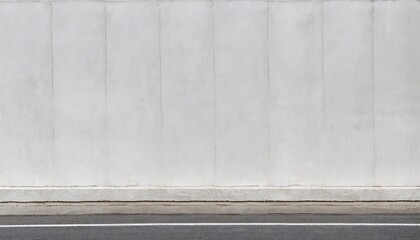 City street with long concrete wall covered in white plaster featuring copy space and mockup 