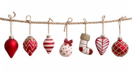 Sticker - Hanging rope with ornaments and icons and text phase for Christmas