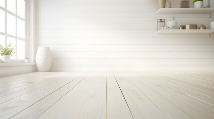 Aufkleber - A white room with a window and a white vase on a shelf. The room is empty and has a minimalist feel