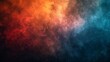 Vibrant colors and textures add depth to this beautifully designed digital banner with a mix of teal, orange, light blue, black, and red on a dark grainy gradient background.