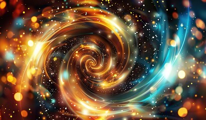 Wall Mural - abstract cosmic swirl with vibrant colors and glittering particles