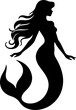 Mermaid silhouette swimming in the sea
