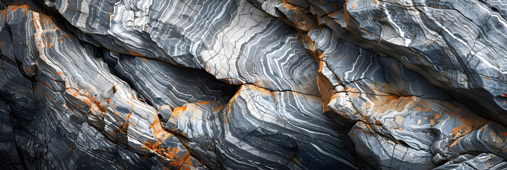 Canvas Print - A close up of bedrock with a textured grey and white formation, creating a stunning landscape on the mountain slope