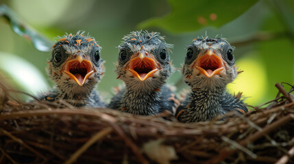 Canvas Print - Birds in nest
