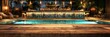 Table Pool Mockup, Wooden Background Space by Hotel Swimming Pool Bar, Copy Space