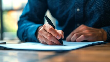 Wall Mural - A Man Signing Important Documents