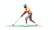 Illustration the player of a golf with sticks. 2d f