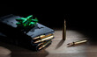 Green gift bow on polymer AR-15 magazines with bullets