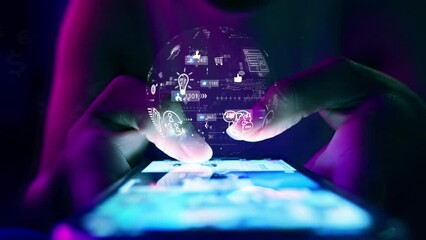 Businesswoman uses phone analyze SEO Search Engine optimization, advertising, communication, digital, business, marketing, technology, digital marketing, online, , goals,ads, website, social media,