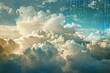 A photo capturing a striking blue sky with numerous clouds scattered across it, A surreal cloudscape crafted from floating binary digits, AI Generated