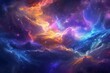 A vibrant sky decorated with a vast array of stars and billowing clouds, creating a captivating celestial spectacle, A surreal image of space painted with thousand rainbow hues, AI Generated