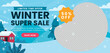 Flat horizontal sale banner template for winter season celebration