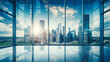 Office building glass and city skyline, Indoors, Room, Modern office, City view, Window glass, Inside