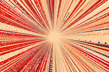 Wall Mural - Sun burst in retro style with grungy dots. Vintage sun rays background.