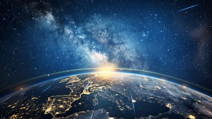 Wall Mural - sunrise over earth from space