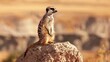 A meerkat sitting on rock desert