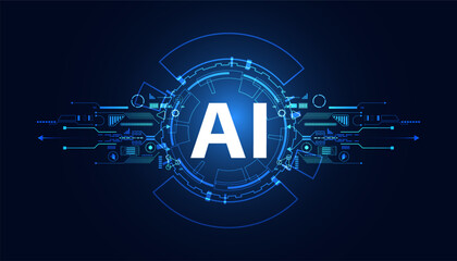 Wall Mural - abstract technology ai computing chipset on circuit board concept working data of artificial intelli