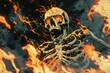 burning human skeleton , death, Halloween theme