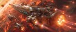 Epic space opera battle scene, wide angle, grand spaceships, dynamic lighting, cinematic science fiction