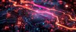 Neon lit circuits, futuristic sci fi design, rich colors on black, glowing line art