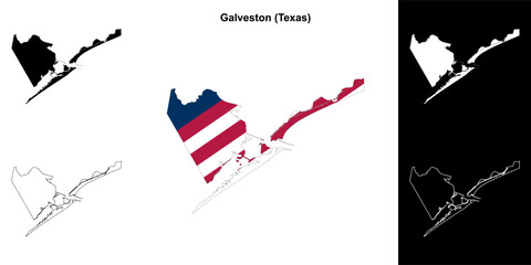 Wall Mural - Galveston County (Texas) outline map set