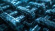 Blockchain technology chain, encrypted blocks, financial security, futuristic ledger