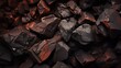 Closeup photograph of raw iron ore extracted from iron mine