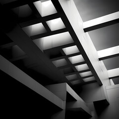 Wall Mural - Abstract architectural details in black and white.