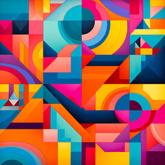 Canvas Print - Abstract geometric patterns in vibrant colors.