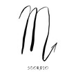 Scorpio zodiac sign, horoscope, quirky hand drawn vector illustration, black line art, tattoo design