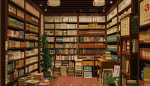 The Old Bookshop Exudes A Cozy Charm, With Shelves Lined With Well-loved Classics