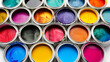 colorful paint , flat , white background