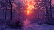 © wellyans - sunset on the forest with vaporwave tone color, suitable for wallpaper, poster. Generative AI