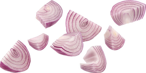 Wall Mural - sliced red onion isolated on white background with clipping path