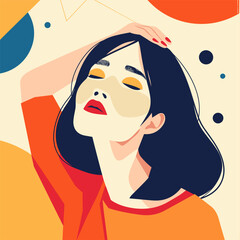 Wall Mural - vector woman with asian appearance flat style on white background .Generative AI