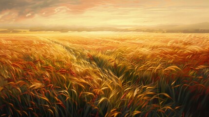 Poster - Wheat field at sunset