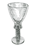 Fototapeta Koty - Wine glass,transparent,utensil,glass,alcohol,vintage,one,sketch,doodle, single object,vector hand drawn illustration