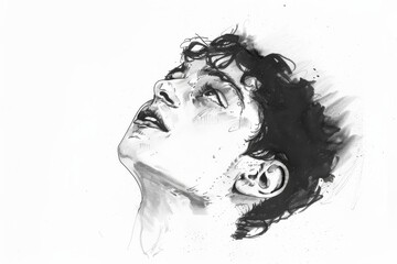 Fototapete - Black and white abstract illustration with bold smudging, capturing movement and intensity