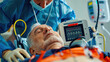 a doctor makes an electrocardiogram for a man