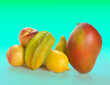 Frutas tropicais em fundo de studio