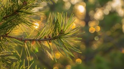 Sticker - Sun shining through pine tree branch