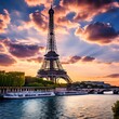  Paris, with its iconic Eiffel Tower, commands attention as the centerpiece of the tableau, its wrought iron lattice reaching towards the heavens.