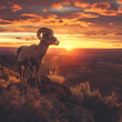 Sunset Standoff: A Majestic Bighorn Sheep Basks in the Breathtaking Beauty of New Mexico's Landscape