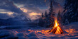 Frosty Night Campfire Glow