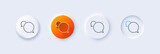 Fototapeta  - Messenger line icon. Neumorphic, Orange gradient, 3d pin buttons. Speech bubble sign. Chat message symbol. Line icons. Neumorphic buttons with outline signs. Vector
