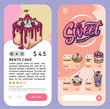 Manufacturing onboarding mobile app screen vector template. Hand drawn vector template of menu with desserts . Walkthrough website steps with flat characters. UX, UI, GUI smartphone cartoon interface 