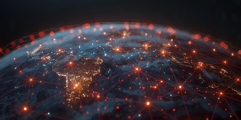 View of the earth from space. Global communication network concept