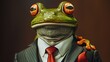 Pepe the Frogs adorned in sleek suits, blending their distinctive froggy features with a touch of formal elegance.