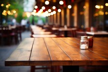 An Empty Table At A Restaurant With A Blurred Background