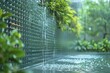 Smart rainwater harvesting skins for buildings, displayed during a downpour.